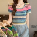 리즈어게인 앤유 골지 단가라 반팔 니트 3524281