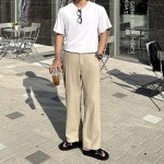 클라쓰업 뒷밴딩 세미와이드 린넨 코튼 팬츠 6988