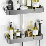 21세기트랜드 럭셔리 무타공 욕실 샤워기 물빠짐 선반-유광화이트