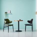 자르파라가구 다크 가죽 라운드 등받이 철제 식당의자 2색 인테리어 디자인 부엌 튼튼한 주방