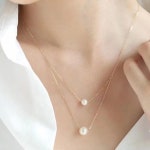 더블라인 더블진주 목걸이 심플 목걸이