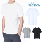 퓨어블라썸 남녀공용 무지 라운드 코튼 면 티셔츠