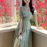 스윗트리 꽃무늬 밴딩 쉬폰 원피스 h0175