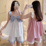 여성 여름 홈웨어 파자마 파티 나시 잠옷 세트