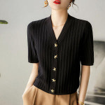 스윗트리 슬림핏 브이넥 니트 블라우스 티셔츠 h0125