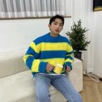 더남디 여자 오버핏 커플 단가라 모헤어 니트 4컬러