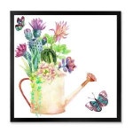 DesignQ Succulents In Old Watering Can Farmhouse 프레임 벽 아트