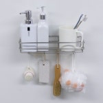 이지탭 스테인리스 무타공 후크걸이 다용도 일자선반