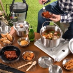 바이마르 바이마르 뉴본 스텐 삼중 바닥 냄비  캠핑풀세트 3-4인용 15종