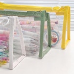 파스텔 클리어 필통 PVC 투명 사각 펜 파우치 DD-12328