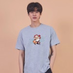 키밍 Happy 오버핏티셔츠 원단좋은티셔츠 여름트윈룩 반팔면티-화이트