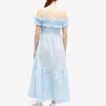 GANNI GANNI 시어서커 작업복 맥시 드레스 Ice Water F7876495