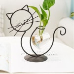 인테리어 고양이 철재 하트 유리 수경재배 화분