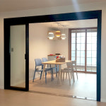 공사프로 중문 초슬림 4연동 현관중문 한방향 빌라 거실 슬라이딩도어 E-TYPE 일반투명유리 1개