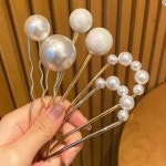 진주 메탈 U핀 올림머리 비녀