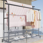 1단 2단 철제 선반형 이동식 행거 스탠드 옷걸이