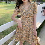 스윗트리 V넥 플라워 쉬폰 미니 원피스 h0168