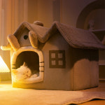 반려동물 넓은 동굴 따뜻한 공간 침대 집 면 반려 하우스 켄넬 애견 탈착식 패드