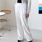 여성 여름 린넨 일자 와이드 밴딩팬츠 1P 데일리 바지