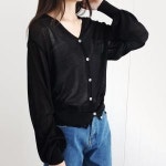 여름 가을 여자 가디건 크롭 벌룬 루즈핏 카디건