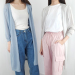 여름 여성 얇은 7부 로브가디건 롱가디건 시스루 비치로브 쿨가디건