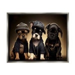 Stupell Industries Bulldog Puppies Urban Outfits 프레임 플로터 캔버스 벽 아트 CyberGeek Design 디자인