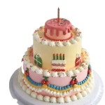 모형 케이크 2단 돌잔치 소품 스튜디오 데코 생일 A 촬영 직경8 6 15 연근색