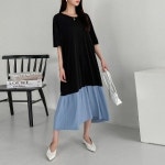 마미누리 아이티 배색셔링원피스 임산부원피스 여름 롱원피스