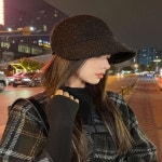 여성겨울버킷햇 스팽글양털버킷햇 3컬러 겨울골프모자