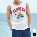 캐릭터 비치나시 프린트 민소매 면티