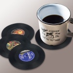 레코드판 컵받침 4P 혼술 레트로 LP 원형 티코스터