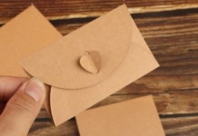 하트 버클 크라프트 편지 엽서 우편 봉투 소형