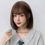 일자컷단발머리통가발 라이트브라운 인조모