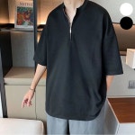 남자 반집업 맨투맨 반팔 티셔츠 오버핏 차이나카라