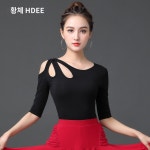 여성 상의 라틴 사교 댄스 댄스티 에어로빅 시니어 라인 스윙 줌바 연습복