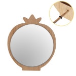 나무재질 사과모양 탁상거울 미용 책상 화장거울