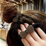 데일리 심플한 리본 큐빅 얇은 곱창밴드 머리끈 2종세트