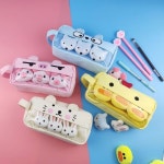 동물 캐릭터 다용도 파우치 토끼 돼지 오리 여우 학생 동물브로치 3개