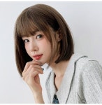 일자컷 단발머리 통 가발 라이트브라운 인조모