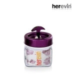 헤르빈 베가 핸들 정사각 유리 밀폐용기 1리터-퍼플