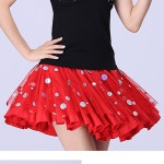 라틴 댄스복 스커트 라인 밸리 스포츠 레이스 스팽글 플리츠 투투 치마 qr43