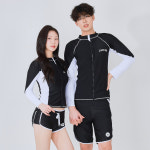 여성 남성 블랙앤화이트 커플 레쉬가드 래쉬가드 수영복 세트