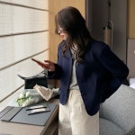 브이넥 베이직 크롭 자켓-CU 스카이블루 One Size AG116363