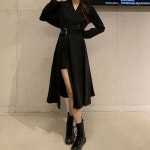 시크자켓형롱원피스 트임 벨트 멋진 데일리 여성