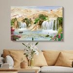 스튜디오17 돈들어오는 폭포 그림 새해 무릉도원 생기 액자 명당도 풍수 일출 잉어 목단 모란꽃 재물운 개업선물