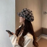 여성 체크 뉴스보이캡 모자 헌팅캡 데일리 팔각모