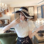 블라우스 민소매 망사 여름 브이넥 프릴 쉬폰