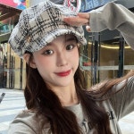 하트 포인트 귀여운 사랑스런 뉴스보이캡 체크 모자