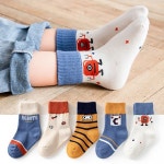 준캡 어린이 아동양말 C로봇 중목 유아동양말 5족세트 4계절 면양말