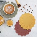 비비또 레이스컵받침 컵받침대 티코스터 실리콘 차받침 찻잔 골든크림